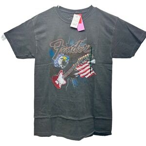 NWT Men's Fender T-Shirt‎ Jaguar Guitar - Black - 100% Cotton -  Medium